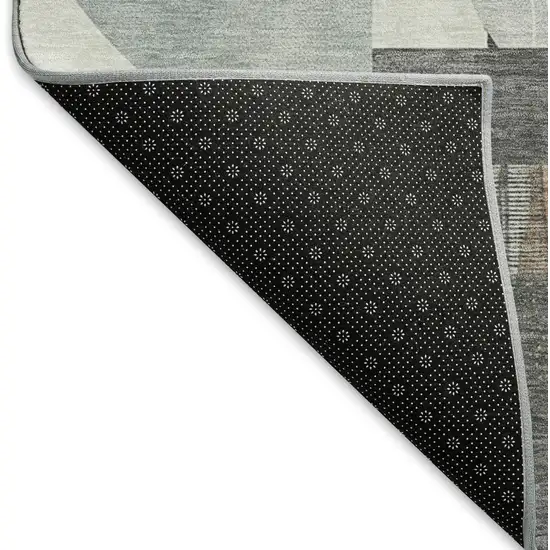 Rust Ivory And Gray Geometric Washable Area Rug With UV Protection Photo 5