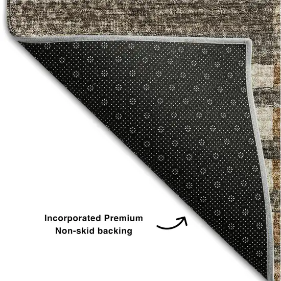 Rust Ivory And Gray Striped Washable Area Rug With UV Protection Photo 7