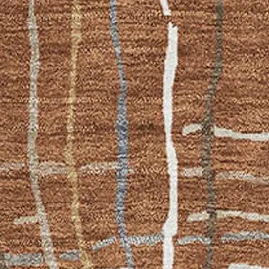 Rust Ivory And Gray Striped Washable Area Rug With UV Protection Photo 2