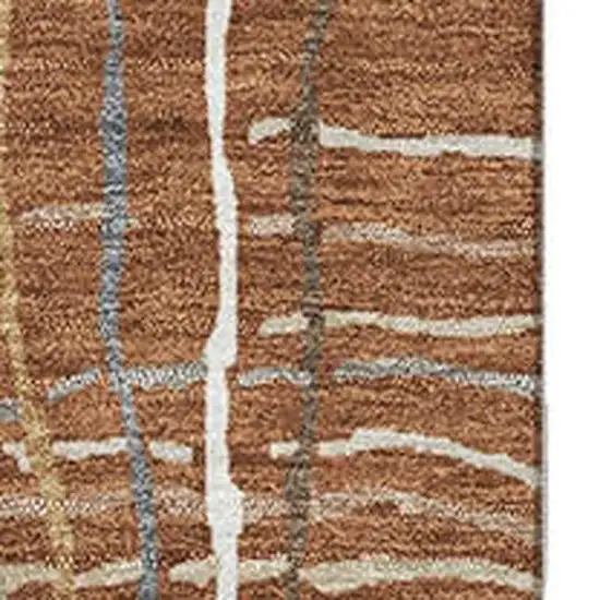 Rust Ivory And Gray Striped Washable Area Rug With UV Protection Photo 2