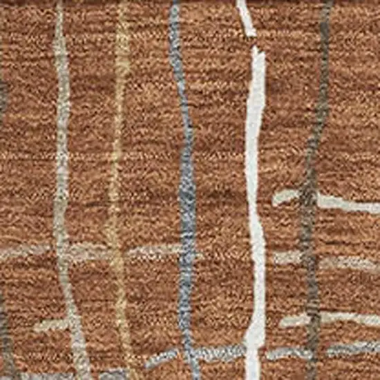 Rust Ivory And Gray Striped Washable Area Rug With UV Protection Photo 2