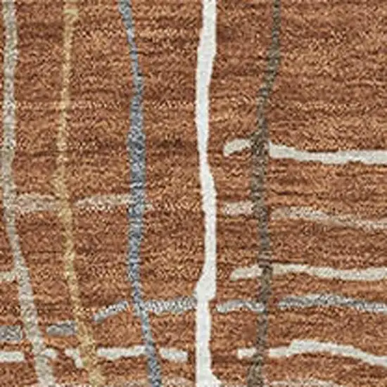 Rust Ivory And Gray Striped Washable Area Rug With UV Protection Photo 2