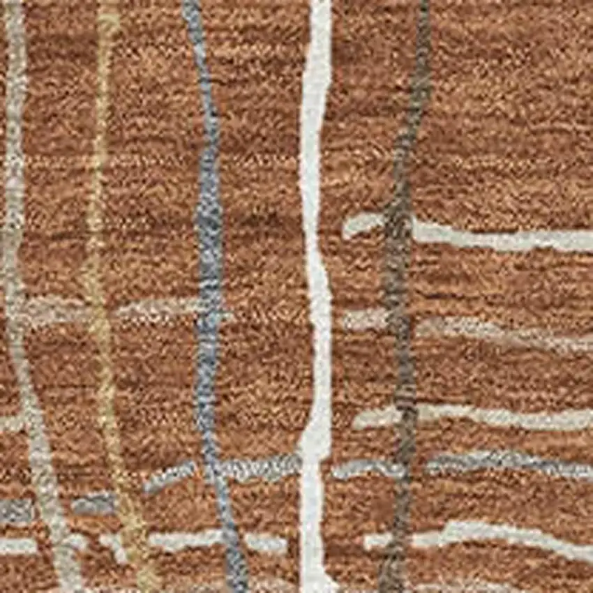 Rust Ivory And Gray Striped Washable Area Rug With UV Protection Photo 2