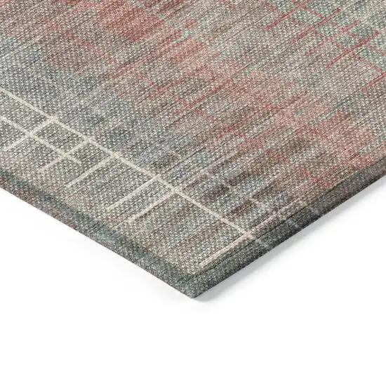 Rust Ivory And Gray Striped Washable Indoor Outdoor Area Rug Photo 5