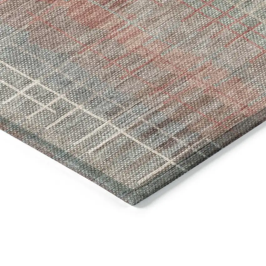 Rust Ivory And Gray Striped Washable Indoor Outdoor Area Rug Photo 4