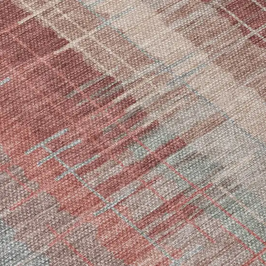 Rust Ivory And Gray Striped Washable Indoor Outdoor Area Rug Photo 7