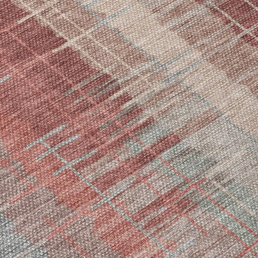 Rust Ivory And Gray Striped Washable Indoor Outdoor Area Rug Photo 7