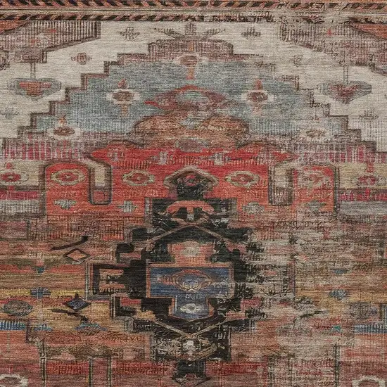Rust Ivory And Gray Tribal Washable Indoor Outdoor Area Rug Photo 4