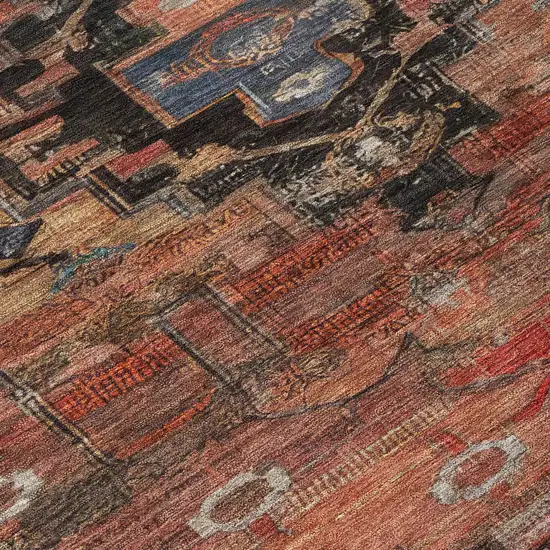 Rust Ivory And Gray Tribal Washable Indoor Outdoor Area Rug Photo 9