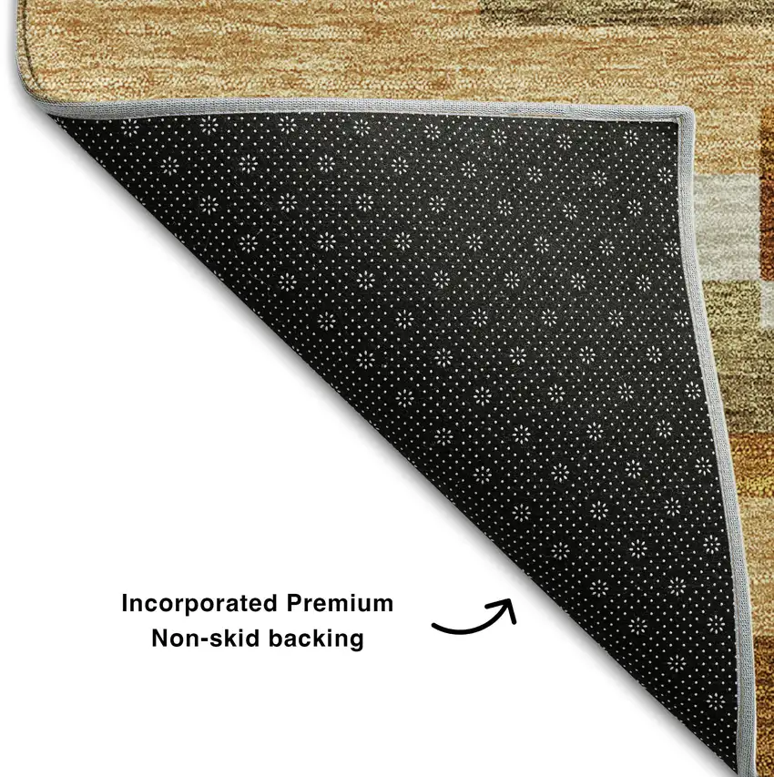 Rust Ivory And Taupe Striped Washable Area Rug With UV Protection Photo 7