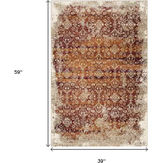 Rust And Ivory Oriental Area Rug Photo 3