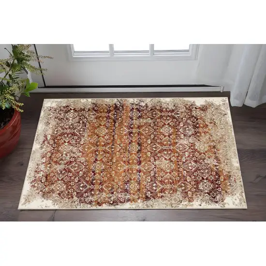 Rust And Ivory Oriental Area Rug Photo 1