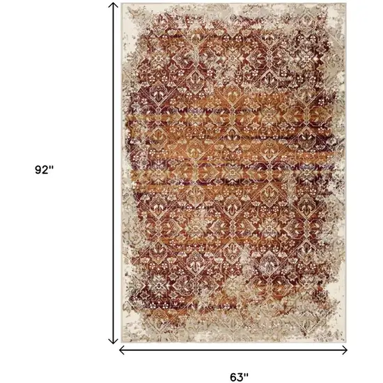 Rust And Ivory Oriental Area Rug Photo 3