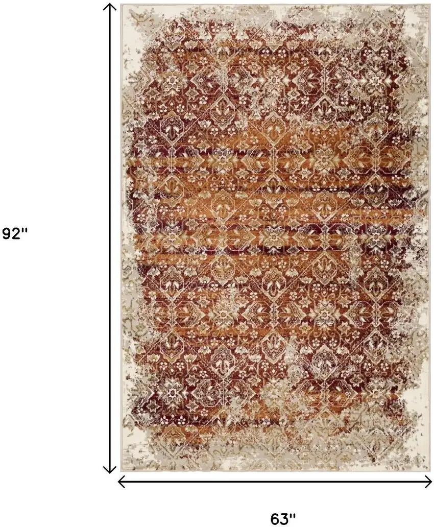 Rust And Ivory Oriental Area Rug Photo 3