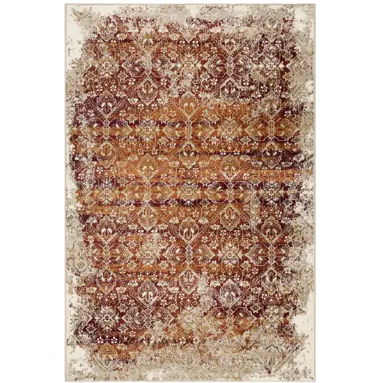 Rust And Ivory Oriental Area Rug Photo 2