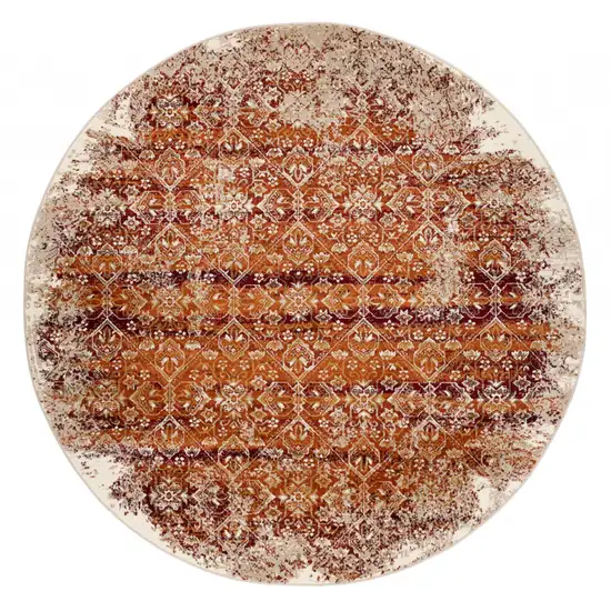 Rust Ivory Distressed Diamonds Area Rug Photo 2