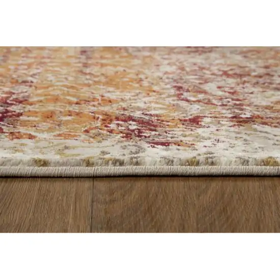 8' Rust And Ivory Oriental Round Rug Photo 5