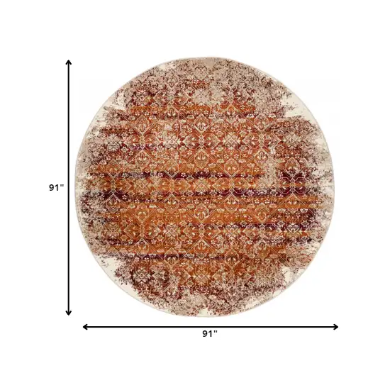 Rust Ivory Distressed Diamonds Area Rug Photo 3