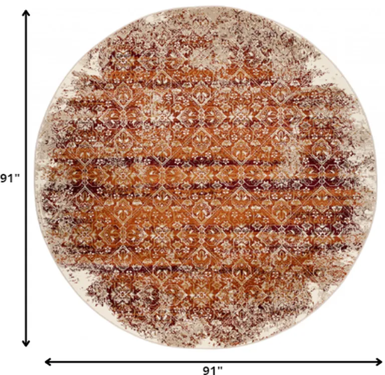 Rust Ivory Distressed Diamonds Area Rug Photo 3