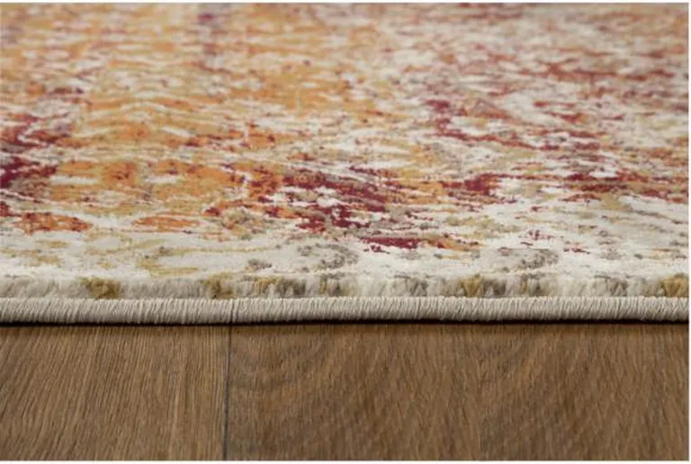 Rust Ivory Distressed Diamonds Runner Rug Photo 2