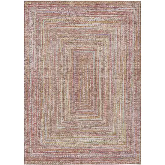 Rust Mauve And Coral Geometric Washable Indoor Outdoor Area Rug Photo 1