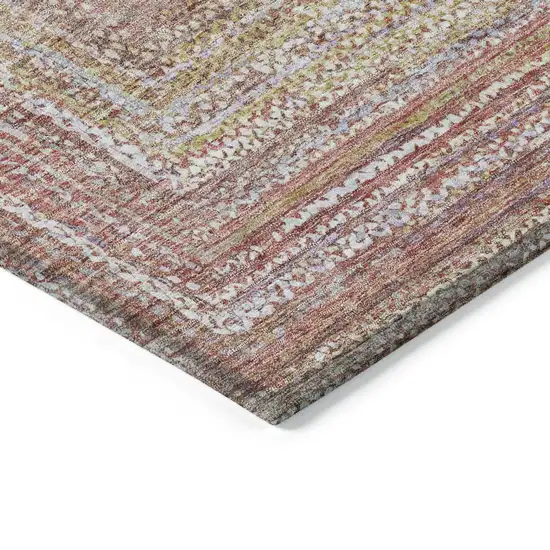 Rust Mauve And Coral Geometric Washable Indoor Outdoor Area Rug Photo 4