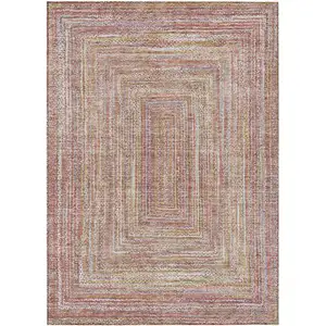 Photo of Rust Mauve And Coral Geometric Washable Indoor Outdoor Area Rug