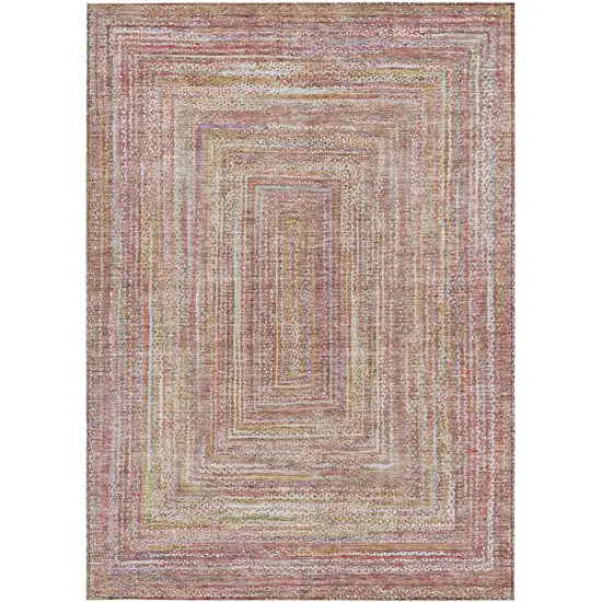 Rust Mauve And Coral Geometric Washable Indoor Outdoor Area Rug Photo 6