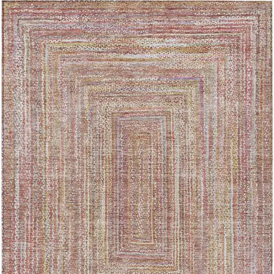 Rust Mauve And Coral Geometric Washable Indoor Outdoor Area Rug Photo 5