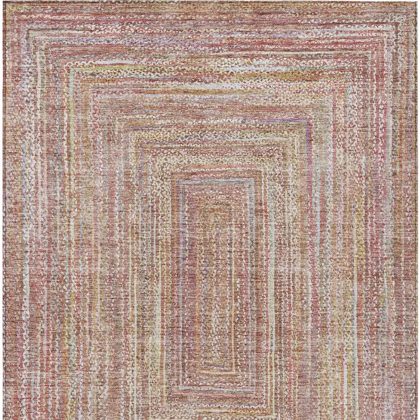 Rust Mauve And Coral Geometric Washable Indoor Outdoor Area Rug Photo 5