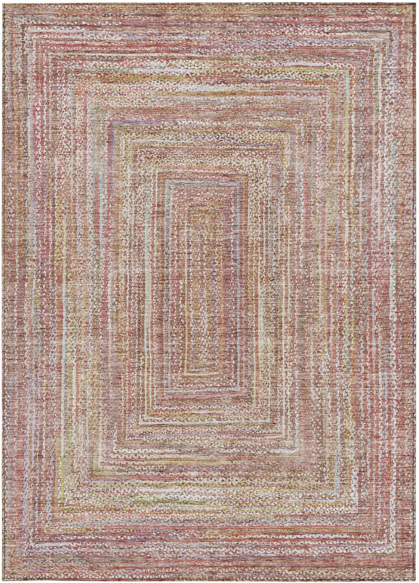 Rust Mauve And Coral Geometric Washable Indoor Outdoor Area Rug Photo 5