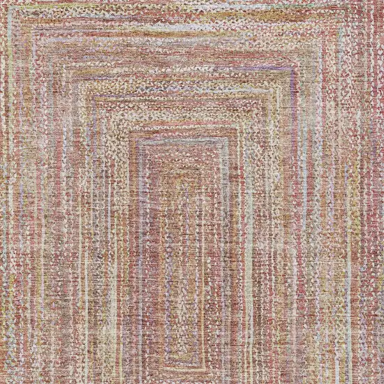 Rust Mauve And Coral Geometric Washable Indoor Outdoor Area Rug Photo 5
