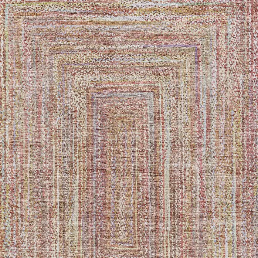 Rust Mauve And Coral Geometric Washable Indoor Outdoor Area Rug Photo 5