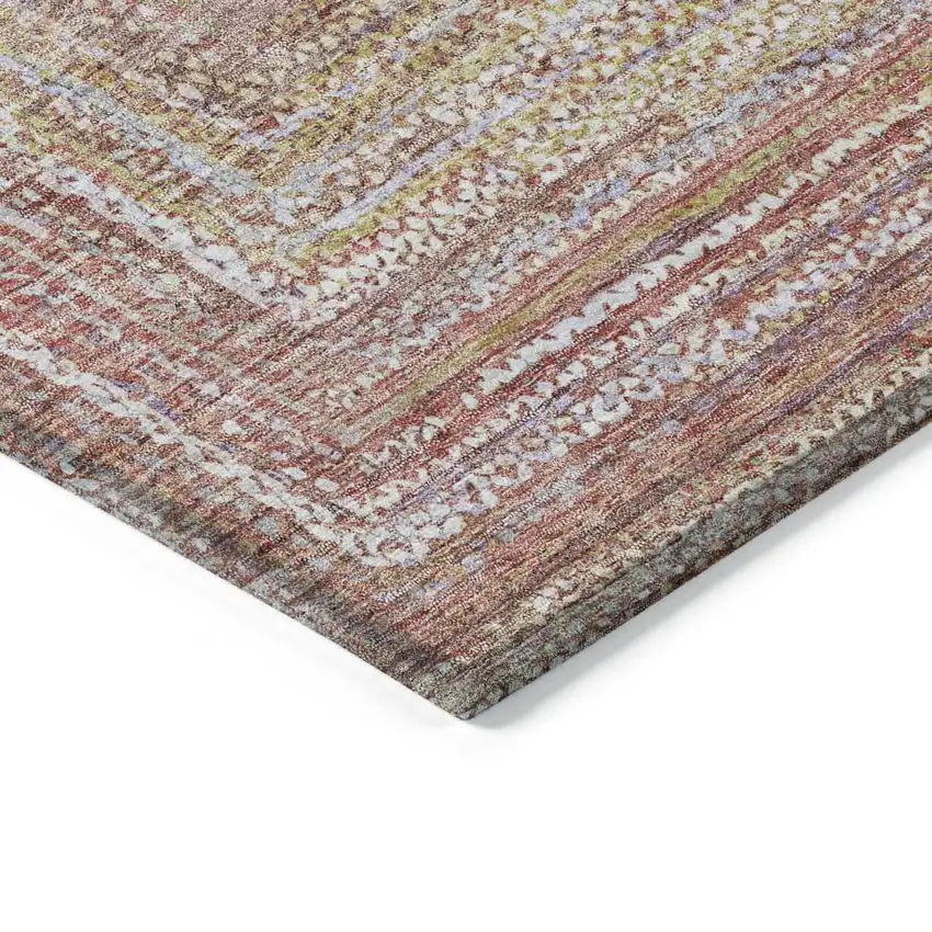 Rust Mauve And Coral Geometric Washable Indoor Outdoor Area Rug Photo 4