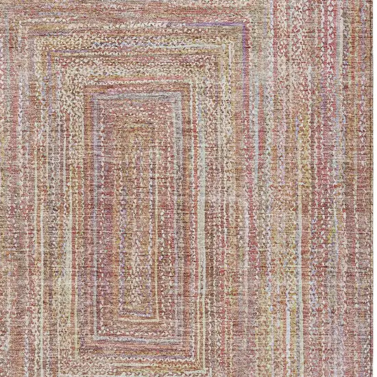 Rust Mauve And Coral Geometric Washable Indoor Outdoor Area Rug Photo 5