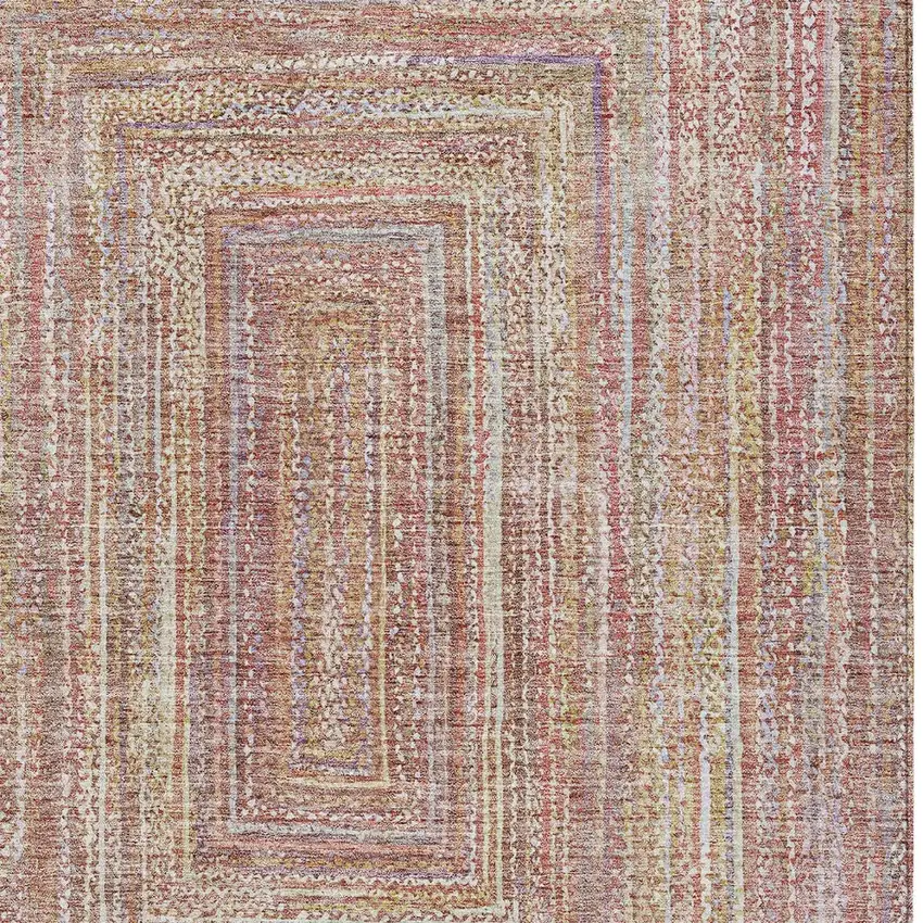 Rust Mauve And Coral Geometric Washable Indoor Outdoor Area Rug Photo 5