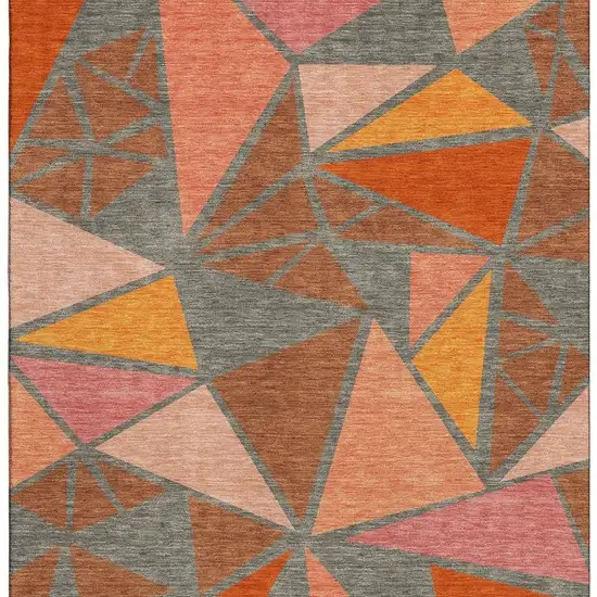 Rust Orange And Salmon Geometric Washable Area Rug With UV Protection Photo 3