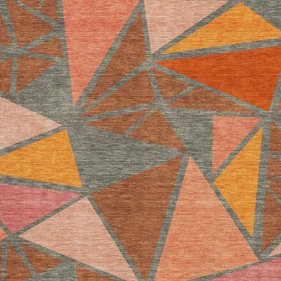 Rust Orange And Salmon Geometric Washable Area Rug With UV Protection Photo 2