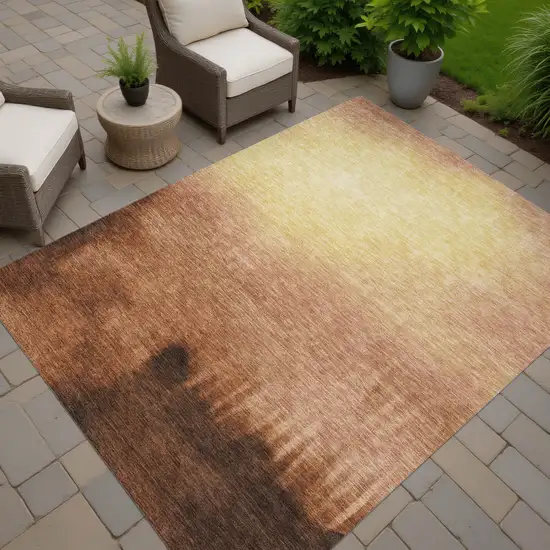 Rust Orange And Wheat Abstract Washable Indoor Outdoor Area Rug Photo 5