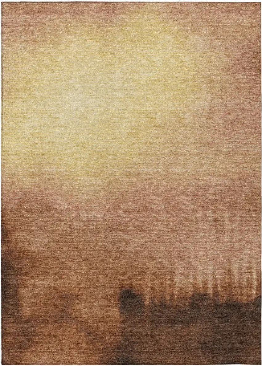 Rust Orange And Wheat Abstract Washable Indoor Outdoor Area Rug Photo 7