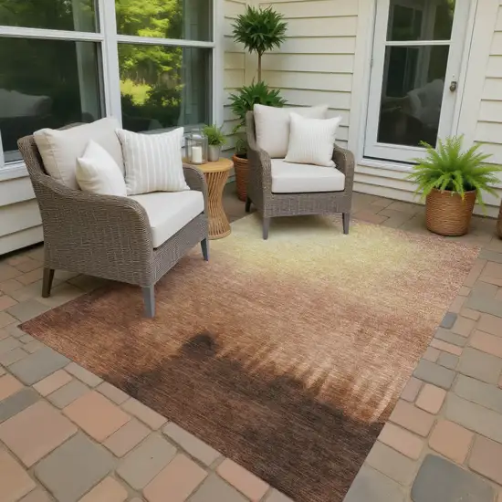 Rust Orange And Wheat Abstract Washable Indoor Outdoor Area Rug Photo 2