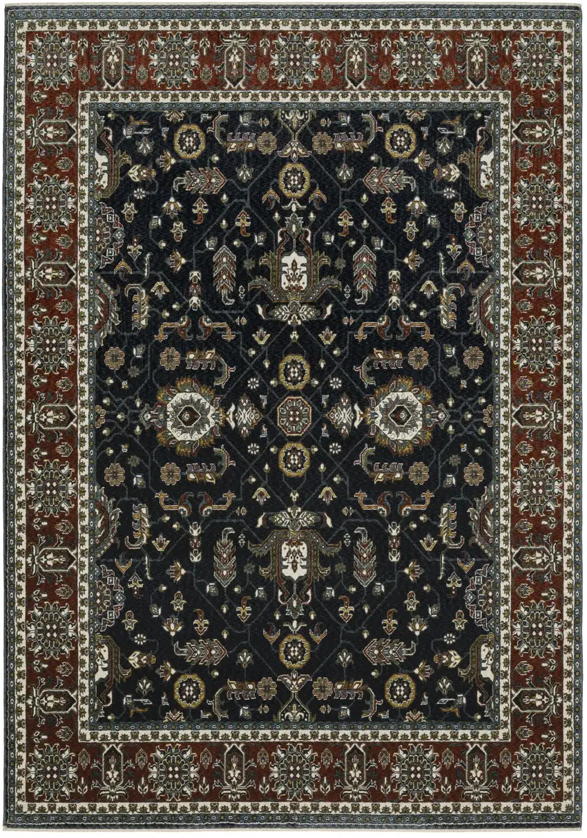 Rust Oriental Area Rug With Fringe Photo 2