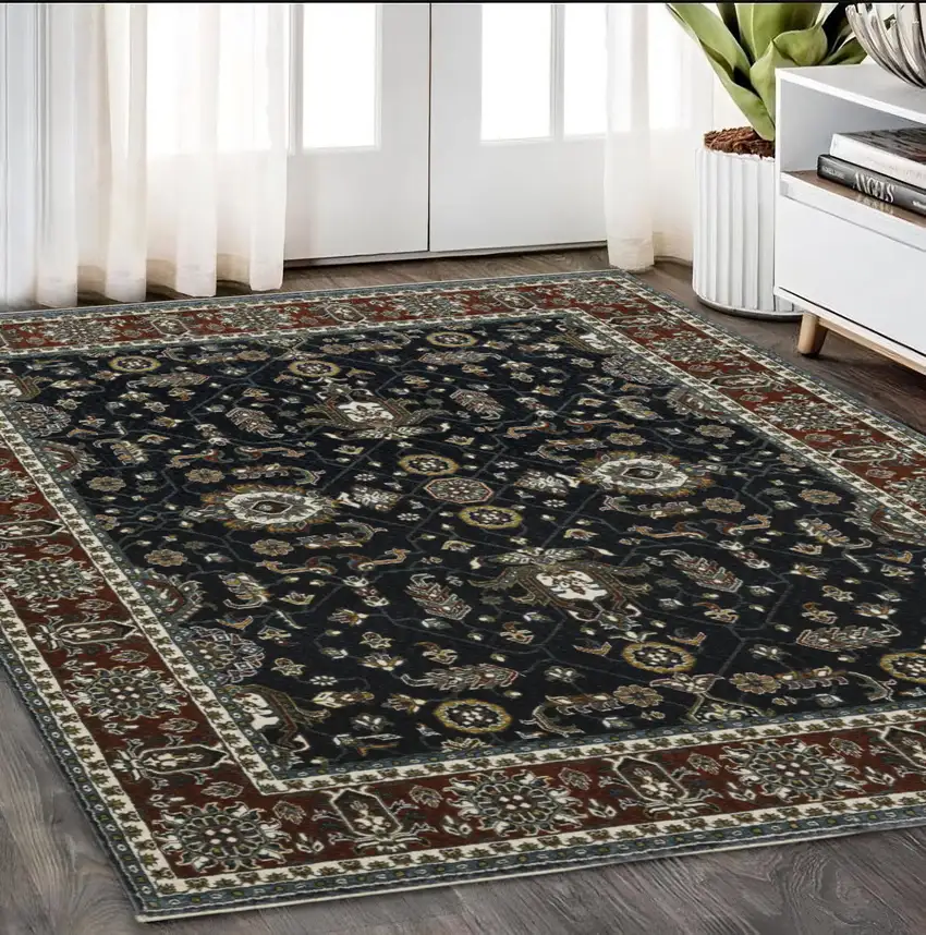 Rust Oriental Area Rug With Fringe Photo 1