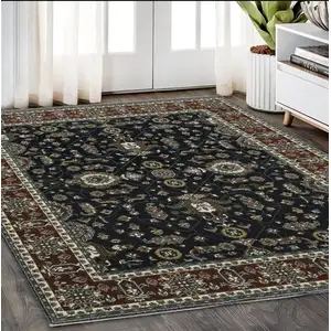 Photo of Rust Oriental Area Rug With Fringe