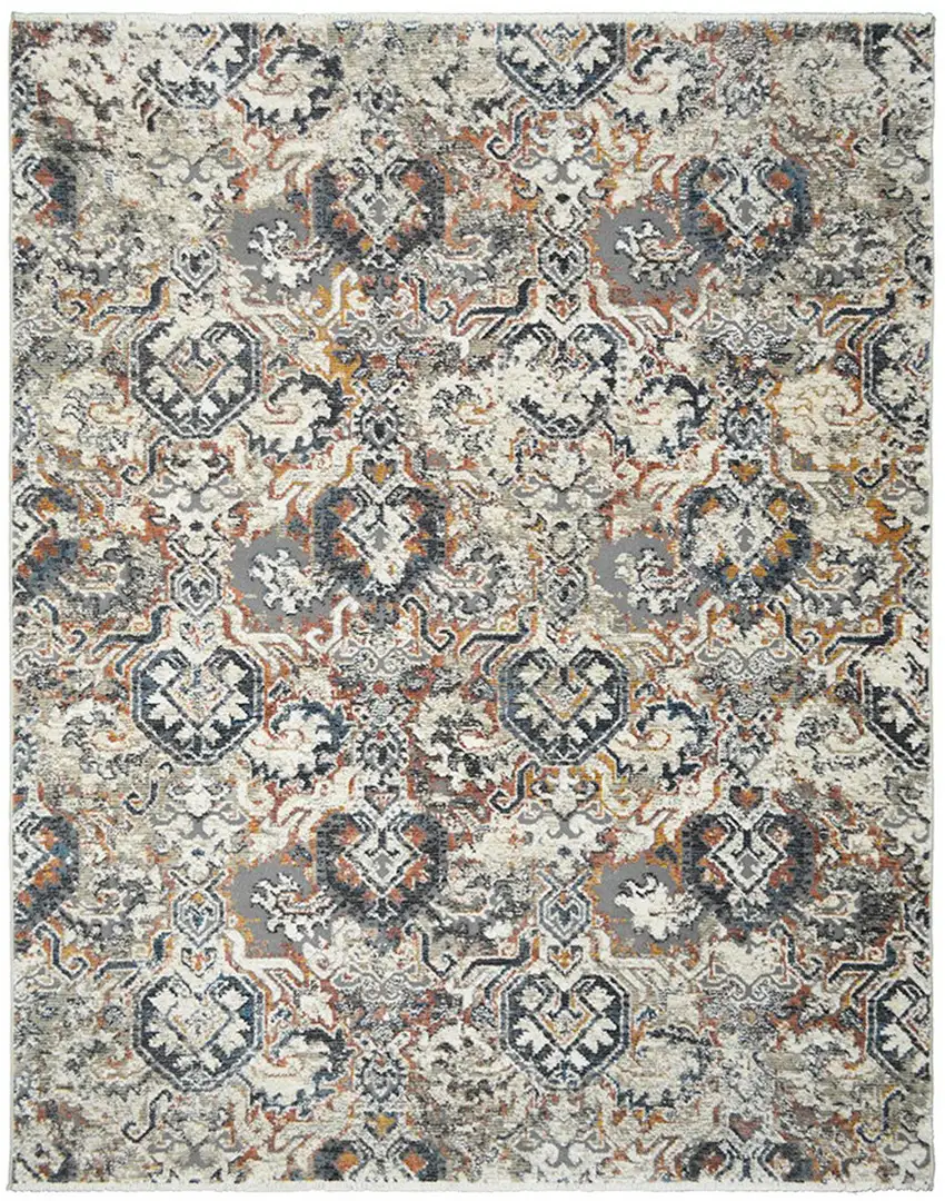 Rust Oriental Distressed Area Rug With Fringe Photo 3