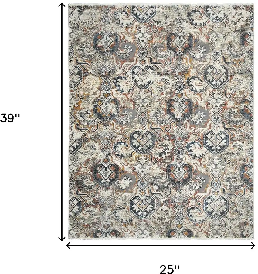 Rust Oriental Distressed Area Rug With Fringe Photo 4