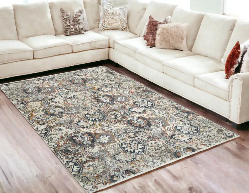 Rust Oriental Distressed Area Rug With Fringe Photo 1