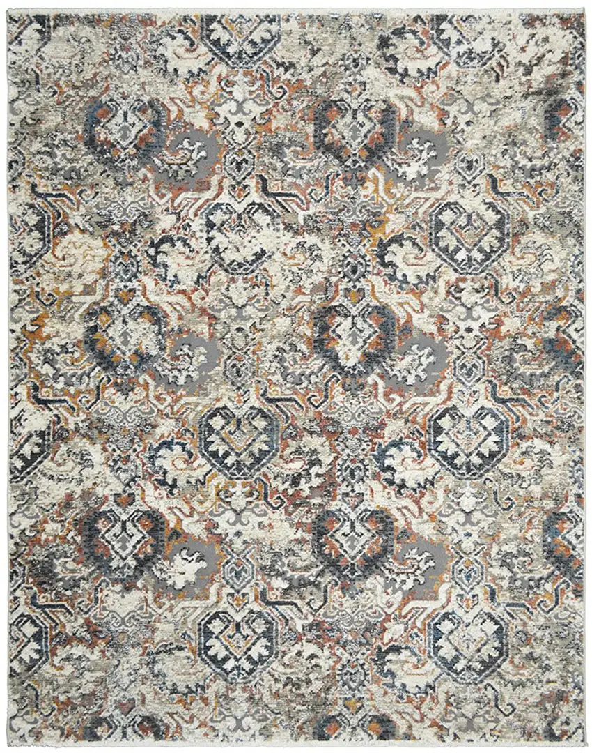Rust Oriental Distressed Area Rug With Fringe Photo 1