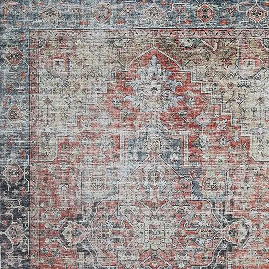 Rust Oriental Distressed Stain Resistant Area Rug Photo 5