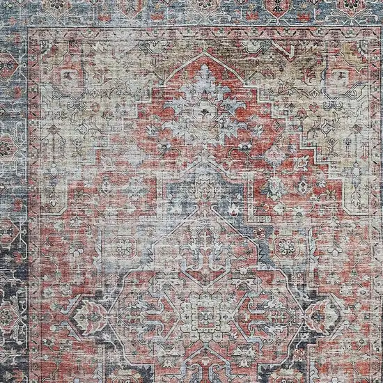 Blue And Ivory Oriental Distressed Area Rug Photo 5